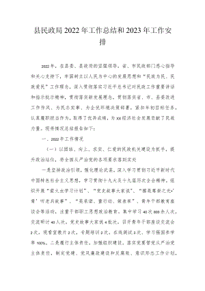 县民政局2022年工作总结和2023年工作安排&区民政局2022年工作总结和2023年工作计划.docx