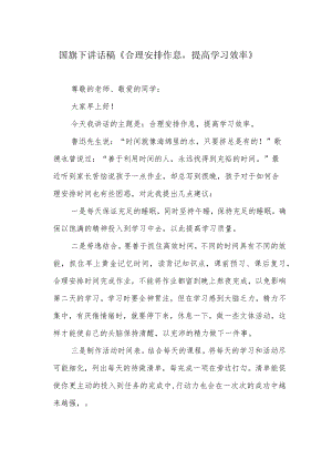 国旗下讲话稿《合理安排作息提高学习效率》.docx