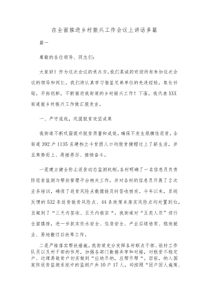 在全面推进乡村振兴工作会议上讲话多篇.docx