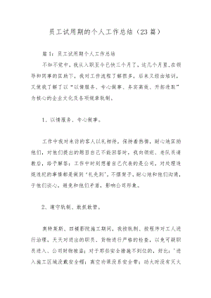 员工试用期的个人工作总结（23篇）.docx