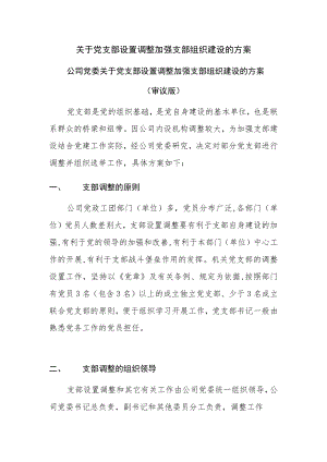 关于党支部设置调整加强支部组织建设的方案.docx
