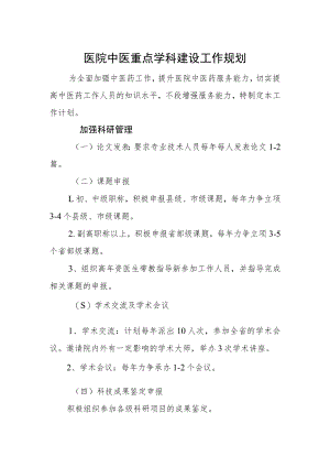 医院中医重点学科建设工作规划.docx
