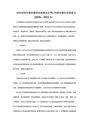 加快咸阳市通信基础设施建设及5G创新发展的实施意见（2020—2022年）.docx