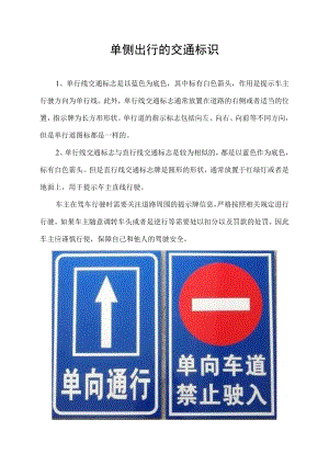 单侧出行的交通标识.docx