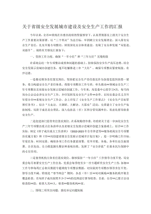 关于省级安全发展城市建设及安全生产工作的汇报.docx