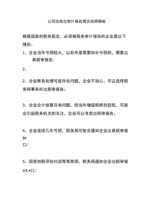 公司没有出审计报告情况说明模板文件.docx