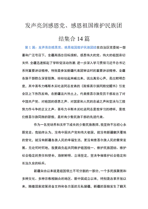 发声亮剑感恩党、感恩祖国维护民族团结集合14篇.docx