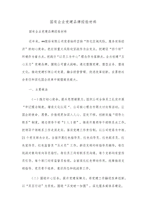 国有企业党建品牌经验材料.docx
