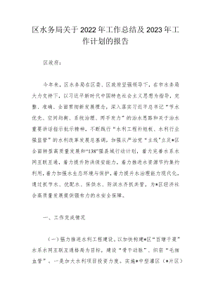 区水务局关于2022年工作总结及2023年工作计划的报告.docx