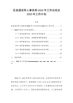 区县退役军人事务局2022年工作总结及2023年工作计划.docx