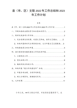 县（市、区）文联2022年工作总结和2023年工作计划.docx