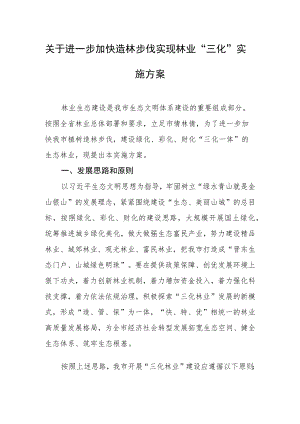 关于进一步加快造林步伐实现林业“三化”实施方案.docx