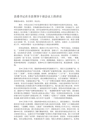 县委书记在全县领导干部会议上的讲话.docx