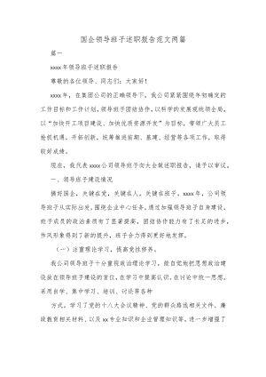国企领导班子述职报告范文两篇.docx