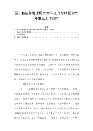 区、县应急管理局2022年工作总结暨2023年重点工作安排.docx