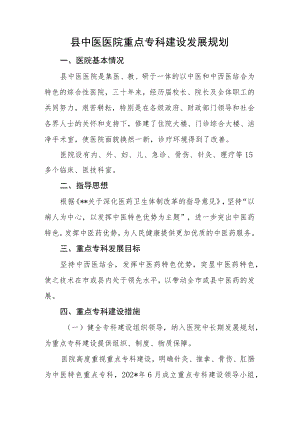 县中医医院重点专科建设发展规划.docx