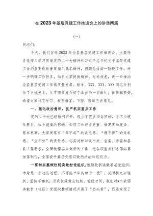 在2023年基层党建工作推进会上的讲话两篇.docx