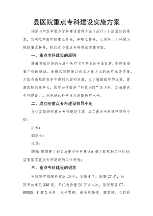 县医院重点专科建设实施方案.docx