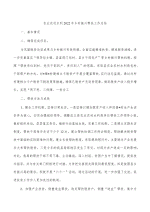 农业农村水利2022年乡村振兴帮扶工作总结.docx