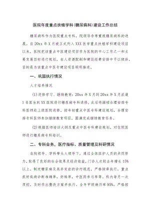 医院年度重点扶植学科（糖尿病科）建设工作总结.docx
