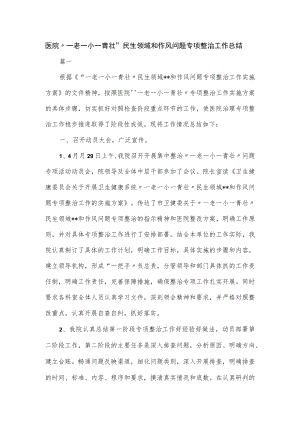 医院“一老一小一青壮”民生领域和作风问题专项整治工作总结.docx