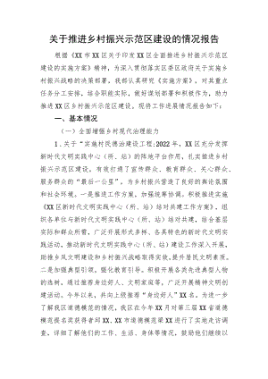 关于推进乡村振兴示范区建设的情况报告.docx