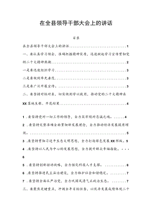 在全县领导干部大会上的讲话.docx