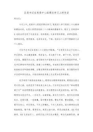 区委书记在党委中心组理论学习上的发言.docx