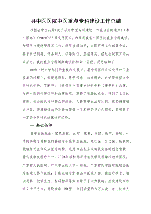 县中医医院中医重点专科建设工作总结.docx