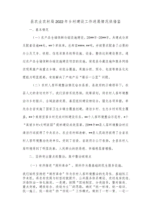 县农业农村局2022年乡村建设工作进展情况供借鉴.docx