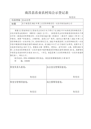 南昌县农业局新闻稿登记表.docx