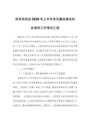 商务局党组2020年上半年党风廉政建设和反腐败工作情况汇报.docx