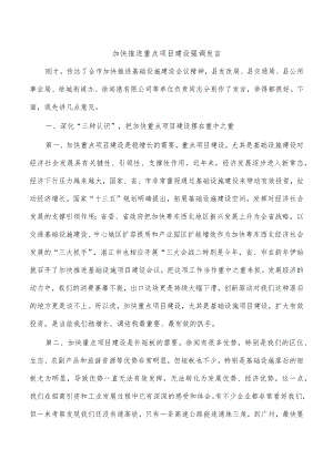 加快推进重点项目建设强调发言.docx
