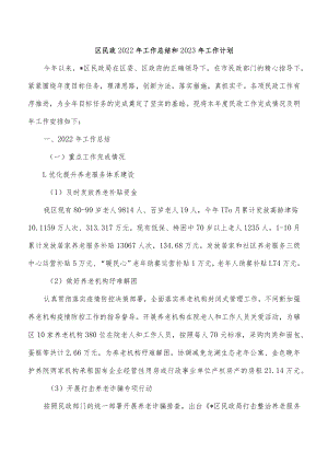 区民政2022年工作总结和2023年工作计划.docx
