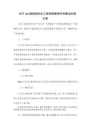 关于xxx镇招投标及工程领域管理专项整治实施方案.docx