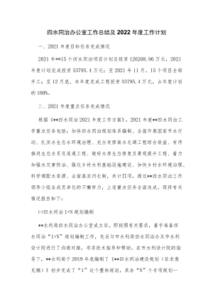 四水同治办公室工作总结及2022年度工作计划.docx