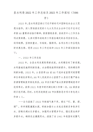 县水利局2022年工作总结及2023年工作谋划.docx