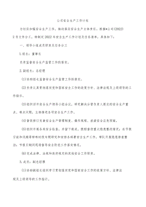 公司安全生产工作计划.docx
