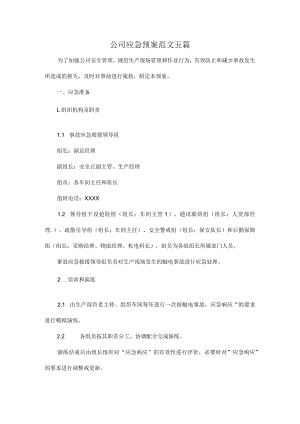 公司应急预案范文五篇.docx