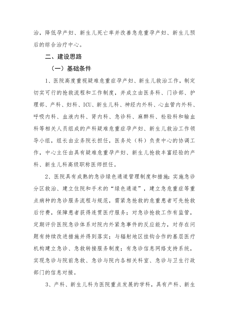 医院急危重症孕产妇及新生儿区域性救治中心建设发展规划.docx_第2页