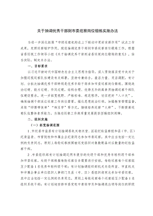 关于抽调优秀干部到市委巡察岗位锻炼实施办法.docx