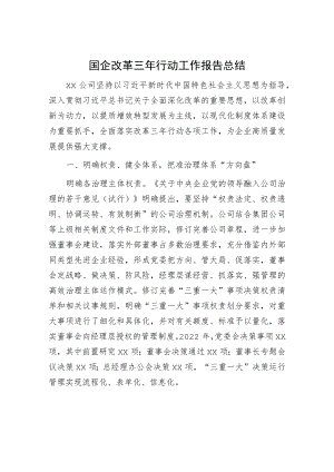国企改革三年行动工作报告总结（公司）.docx