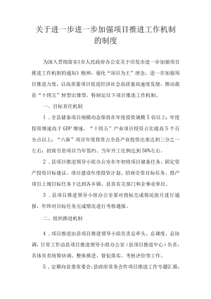 关于进一步进一步加强项目推进工作机制的制度.docx