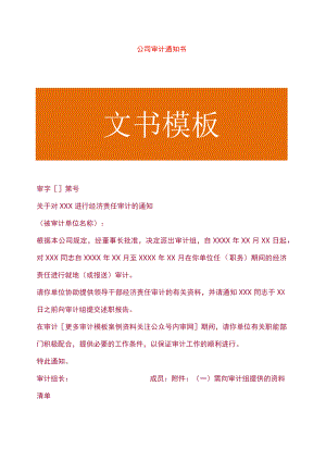 公司审计通知书模板.docx