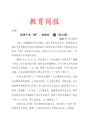 开展119消防宣传月活动简报.docx