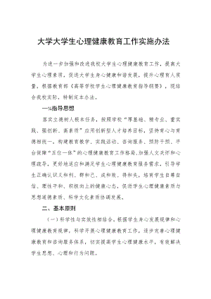 大学大学生心理健康教育工作实施办法.docx