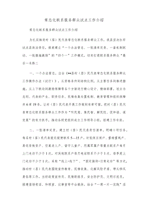常态化联系服务群众试点工作介绍.docx