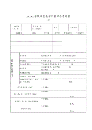 学院课堂教学质量综合考评表.docx