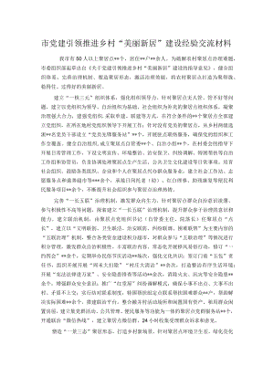 市党建引领推进乡村“美丽新居”建设经验交流材料.docx