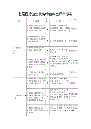 基层医疗卫生机构特色科室评审标准.docx